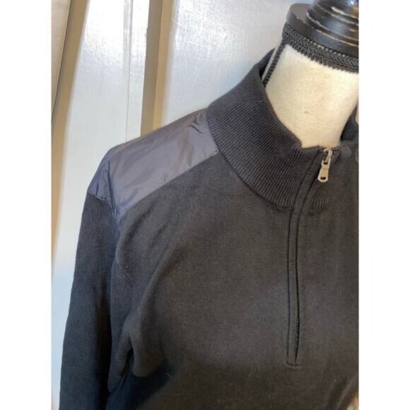 NWT Michael Kors New $128 Black Part Zip MK Logo 100% Cotton Long Sleeve Sweater - Picture 4 of 12